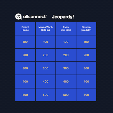 A silly web-dev version of Jeopardy for running in Zoom meetings.